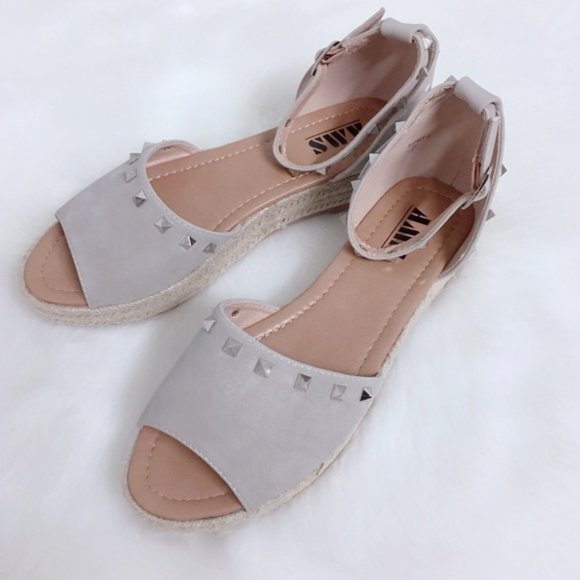 Studded Spike Espadrille Platform Sandals LIGHT GRAY - Picture 6 of 9